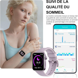 Montre connectée femme homme avec appels bleutooth, 1.85" hd smartwatch avec 140+ modes sportifs, etanche ip68 montre connectee 