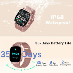 Coioc montre connectée femme avec appel bleutooth, écran hd 1,85 pouces, 120+ modes sportifs, détection fréquence cardiaque, com