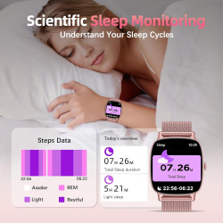 Coioc montre connectée femme avec appel bleutooth, écran hd 1,85 pouces, 120+ modes sportifs, détection fréquence cardiaque, com