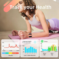 Coioc montre connectée femme avec appel bleutooth, écran hd 1,85 pouces, 120+ modes sportifs, détection fréquence cardiaque, com