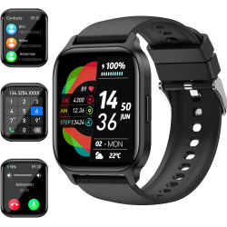 Montres intelligentes (répondre/passer un appel) pour homme/femme, montre de suivi de fitness de 4,7 cm avec synchronisation SMS