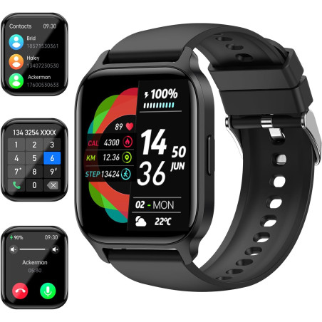 Montres intelligentes (répondre/passer un appel) pour homme/femme, montre de suivi de fitness de 4,7 cm avec synchronisation SMS