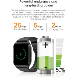 Montres intelligentes (répondre/passer un appel) pour homme/femme, montre de suivi de fitness de 4,7 cm avec synchronisation SMS