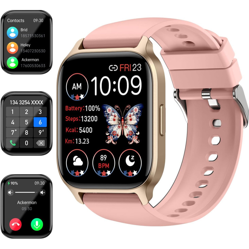 Montre connectée pour homme, femme, effectuer/répondre aux appels, 1,85", 20 modes sportifs, étanche IP68, montre intelligente a