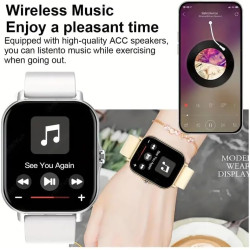 Nouveauté Montre Connectée Mixte, Écran Rectangulaire, Bracelet en Silicone, Très intuitive, Nombreuses Fonctions, Compatible sy