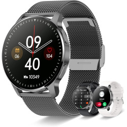 Montre connectée pour homme et femme, 1,32 pouces, suivi d'appels et de messages, 20 modes sportifs, podomètre, moniteur de fréq