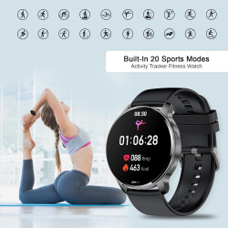 Montre connectée pour homme et femme, 1,32 pouces, suivi d'appels et de messages, 20 modes sportifs, podomètre, moniteur de fréq