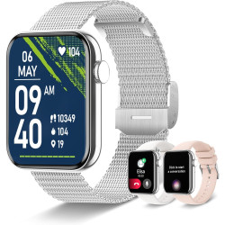 Montre connectée pour femme, homme, appels et réponse/WhatsApp, 1,85", montre numérique de sport, chronomètre, podomètre, 19 spo