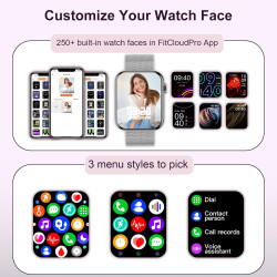Montre connectée pour femme, homme, appels et réponse/WhatsApp, 1,85", montre numérique de sport, chronomètre, podomètre, 19 spo