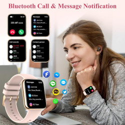 Montre intelligente pour femme Appels et Réponse/WhatsApp/Assistant Vocal, 1,85" Montre Digitale Fitness Tracker avec Cardiofréq