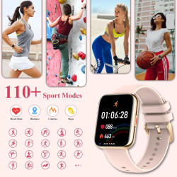 Montre intelligente pour femme Appels et Réponse/WhatsApp/Assistant Vocal, 1,85" Montre Digitale Fitness Tracker avec Cardiofréq