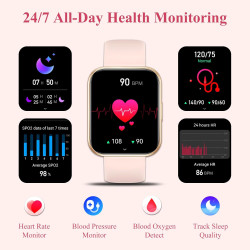 Montre intelligente pour femme Appels et Réponse/WhatsApp/Assistant Vocal, 1,85" Montre Digitale Fitness Tracker avec Cardiofréq