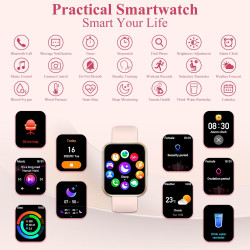 Montre intelligente pour femme Appels et Réponse/WhatsApp/Assistant Vocal, 1,85" Montre Digitale Fitness Tracker avec Cardiofréq