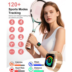 Montre Intelligente Femme avec Appel, 1,85" Smartwatch Automatique Homme, Podomètre/Moniteur Sommeil/Cardiofrequenzimetro, 120+ 