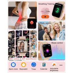Montre Intelligente Femme avec Appel, 1,85" Smartwatch Automatique Homme, Podomètre/Moniteur Sommeil/Cardiofrequenzimetro, 120+ 