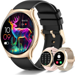 Smartwatch Homme Femme Rond avec Fonction Appels, Écran AMOLED de 1,34", Montre Fitness Tracker, Plus de 120 Modes Sport Podomèt