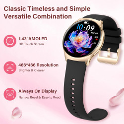 Smartwatch Homme Femme Rond avec Fonction Appels, Écran AMOLED de 1,34", Montre Fitness Tracker, Plus de 120 Modes Sport Podomèt