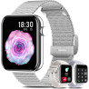 Montre connectée femme, 1.85'' montre intelligente avec appels bleutooth notification de message, fréquence cardiaque spo2 somme