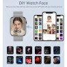Montre connectée femme, 1.85'' montre intelligente avec appels bleutooth notification de message, fréquence cardiaque spo2 somme