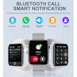 Montre connectée femme, 1.85'' montre intelligente avec appels bleutooth notification de message, fréquence cardiaque spo2 somme