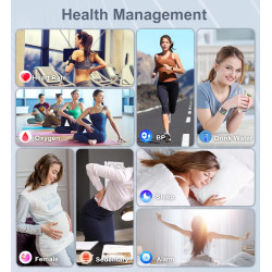 Montre connectée femme, 1.85'' montre intelligente avec appels bleutooth notification de message, fréquence cardiaque spo2 somme