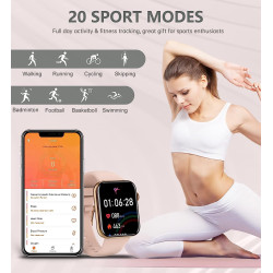 Montre connectée femme, 1.85'' smartwatch avec appel bleutooth, 19 modes sportifs, moniteur de fréquence cardiaque/spo2/sommeil/