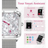 Montre connectée femme avec appel bleutooth, 1.6'' hd smartwatch avec 19 sports, surveillance de la fréquence cardiaque/sommeil/