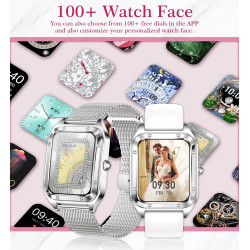 Montre connectée femme avec appel bleutooth, 1.6'' hd smartwatch avec 19 sports, surveillance de la fréquence cardiaque/sommeil/