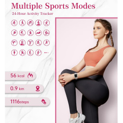 Montre connectée femme avec appel bleutooth, 1.6'' hd smartwatch avec 19 sports, surveillance de la fréquence cardiaque/sommeil/