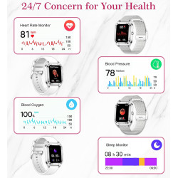 Montre connectée femme avec appel bleutooth, 1.6'' hd smartwatch avec 19 sports, surveillance de la fréquence cardiaque/sommeil/