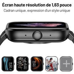 Montre Connectée Homme Femme - Appels Entrants/Sortants - Écran Tactile HD 1,83"Suivi d'activité avec Fréquence Cardiaque, Somme