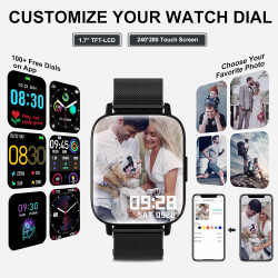 Montre Connectée Femme Repondre Appel 1.69" Smartwatch Fréquence Cardiaque Sommeil SpO2 Fonction Féminine Notification Intellige