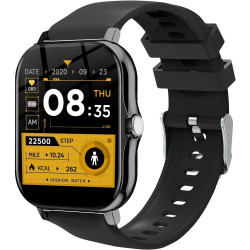 Montre Connectée Compatible avec iPhone et Android, Écran Tactile 4,5 cm, Bracelet Noir, Dimensions 24,5 x 3,4 x 1,1 cm
