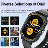 Montre Connectée Compatible avec iPhone et Android, Écran Tactile 4,5 cm, Bracelet Noir, Dimensions 24,5 x 3,4 x 1,1 cm