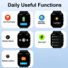 Montre Connectée Compatible avec iPhone et Android, Écran Tactile 4,5 cm, Bracelet Noir, Dimensions 24,5 x 3,4 x 1,1 cm