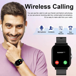 Montre Connectée Compatible avec iPhone et Android, Écran Tactile 4,5 cm, Bracelet Noir, Dimensions 24,5 x 3,4 x 1,1 cm