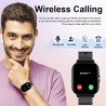Montre Connectée Compatible avec iPhone et Android, Écran Tactile 4,5 cm, Bracelet Noir, Dimensions 24,5 x 3,4 x 1,1 cm