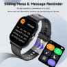 Montre Connectée Compatible avec iPhone et Android, Écran Tactile 4,5 cm, Bracelet Noir, Dimensions 24,5 x 3,4 x 1,1 cm