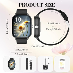 Montre Connectée Compatible avec iPhone et Android, Écran Tactile 4,5 cm, Dimensions 24,5 x 3,4 x 1,1 cm