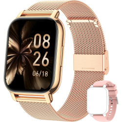 Popglory montre connectée femme homme avec appel bleutooth, 1,85'' sport smartwatch moniteur de fréquence cardiaque/tension arté