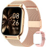 Popglory montre connectée femme homme avec appel bleutooth, 1,85'' sport smartwatch moniteur de fréquence cardiaque/tension arté