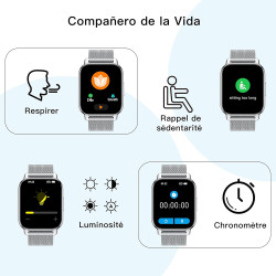 Popglory montre connectée homme femme avec appel bleutooth, 1,85'' sport smartwatch moniteur de fréquence cardiaque/tension arté