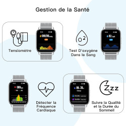 Popglory montre connectée homme femme avec appel bleutooth, 1,85'' sport smartwatch moniteur de fréquence cardiaque/tension arté