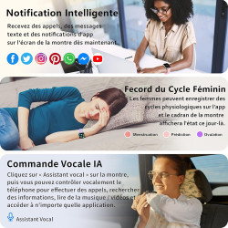 Popglory montre connectée homme femme avec appel bleutooth, 1,85'' sport smartwatch moniteur de fréquence cardiaque/tension arté