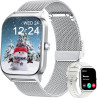 Popglory montre connectée femme homme, appel bleutooth avec 100+ sport 1,85 smartwatch, fréquence cardiaque pression artérielle 