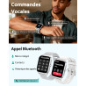 Popglory montre connectée femme homme, appel bleutooth avec 100+ sport 1,85 smartwatch, fréquence cardiaque pression artérielle 