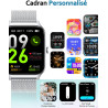 Popglory montre connectée femme homme, appel bleutooth avec 100+ sport 1,85 smartwatch, fréquence cardiaque pression artérielle 