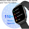 Popglory montre connectée homme femme avec appel bleutooth, 2,01'' sport smartwatch moniteur de fréquence cardiaque/tension arté