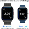 Popglory montre connectée homme femme avec appel bleutooth, 2,01'' sport smartwatch moniteur de fréquence cardiaque/tension arté