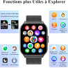 Popglory montre connectée homme femme avec appel bleutooth, 2,01'' sport smartwatch moniteur de fréquence cardiaque/tension arté